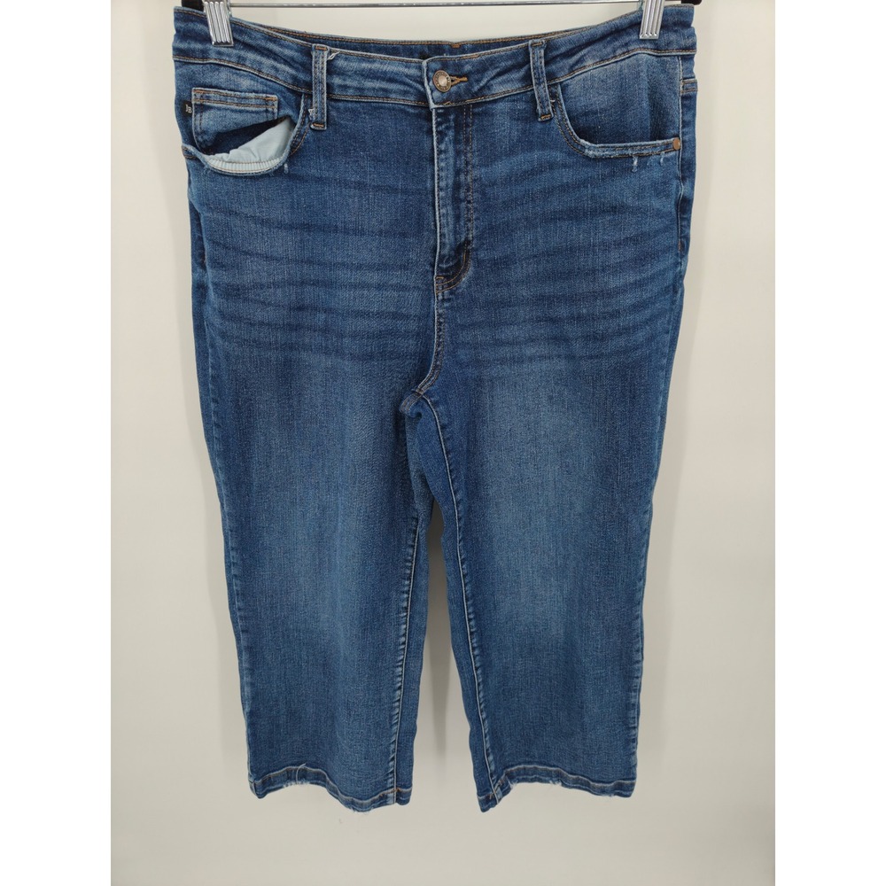 Judy Blue Womens High Rise Capri Jeans Medium Wash JB88592 MD-CO Size 15/32